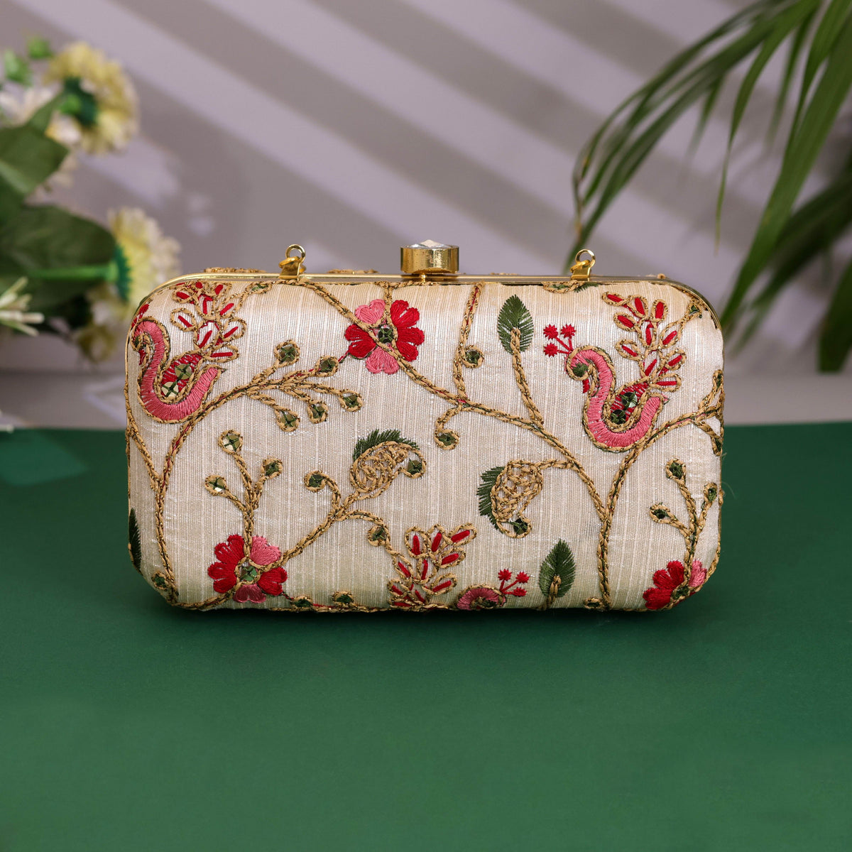 Embroidered Wedding Clutch Bag for Women Pink