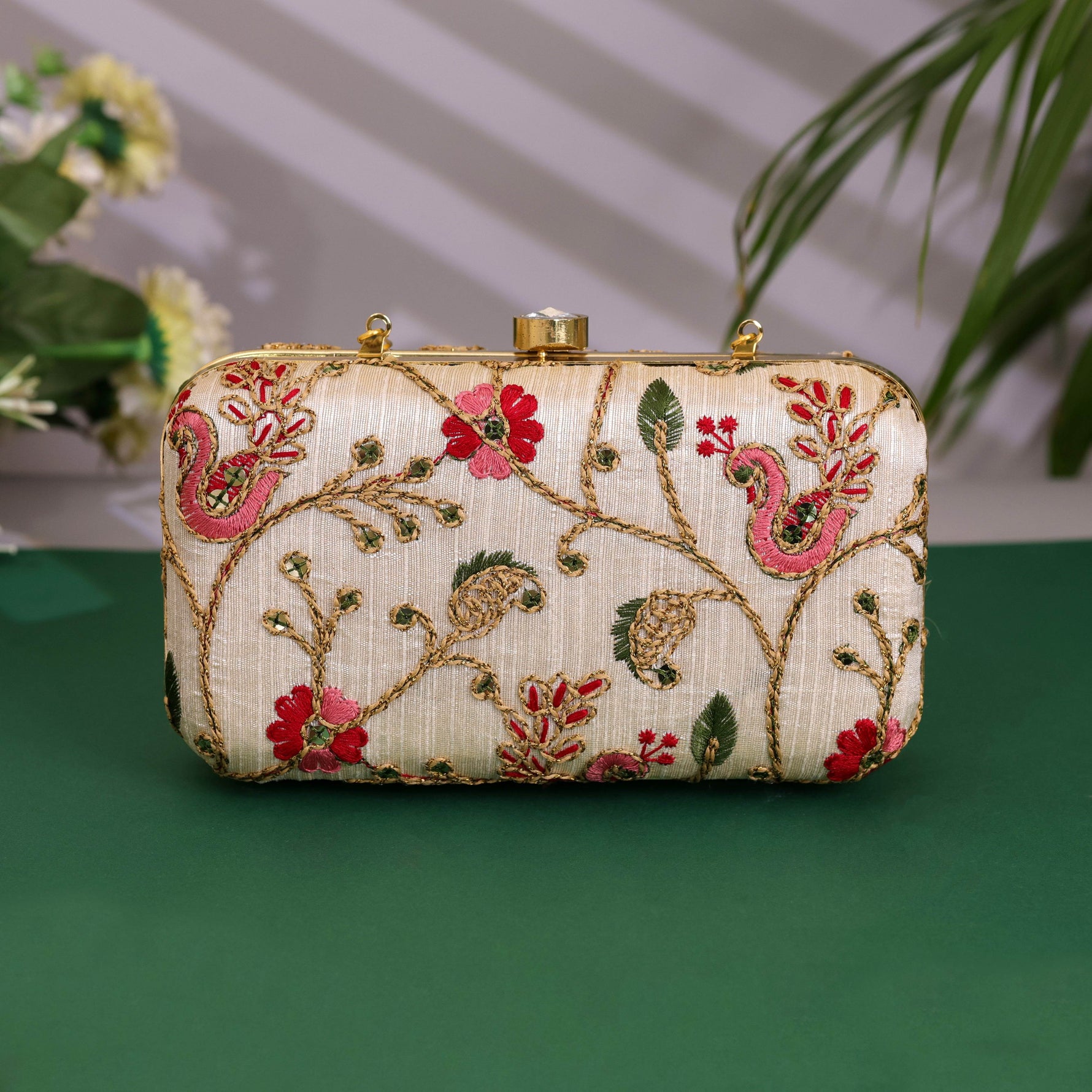 Embroidered Wedding Clutch Bag for Women Pink