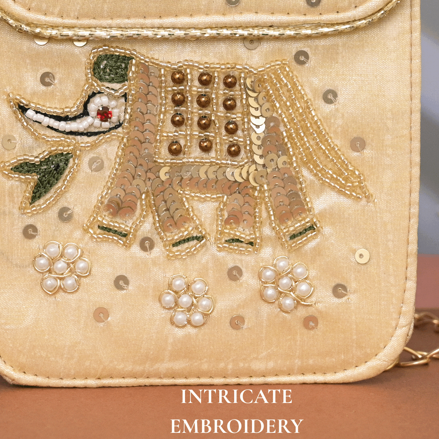 Mobile Pouch Bag for Women Velvet Embroidered Sling