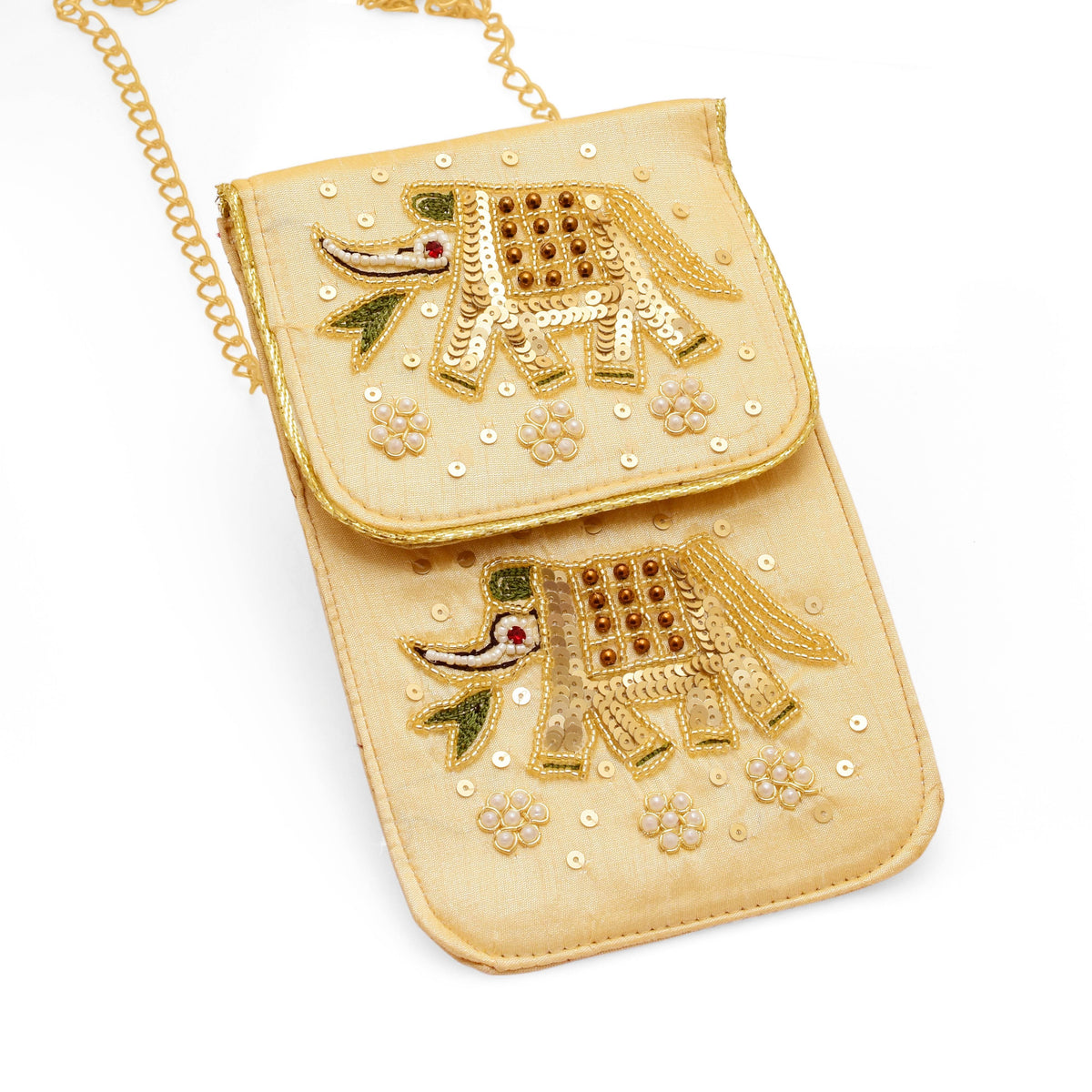 Mobile Pouch Bag for Women Velvet Embroidered Sling