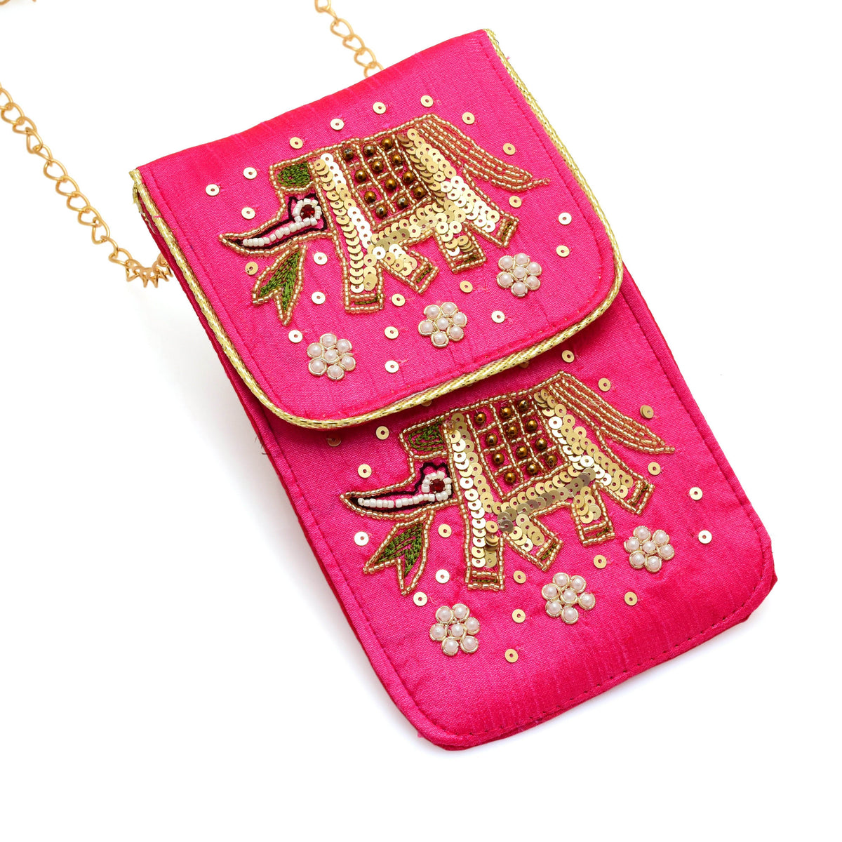 Embroidered Mobile Pouch Ethnic Velvet Phone Bag
