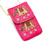 Embroidered Mobile Pouch Ethnic Velvet Phone Bag