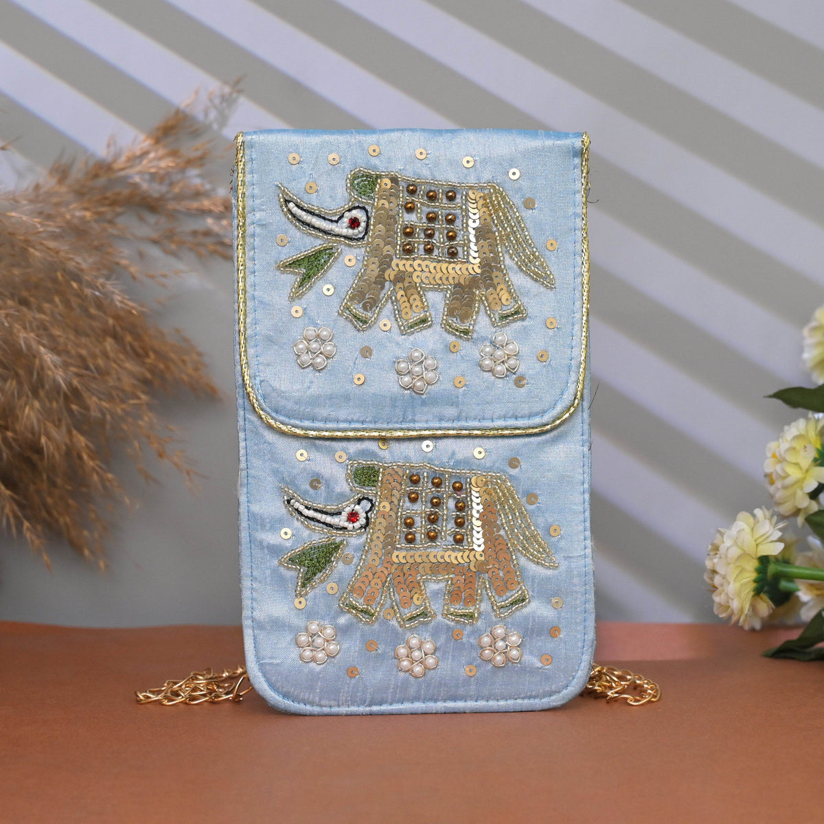 Ethnic Mobile Pouch Bag Handmade Velvet Sling