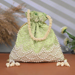 Potli Bag for Women Embroidered Potli Bag Light Green