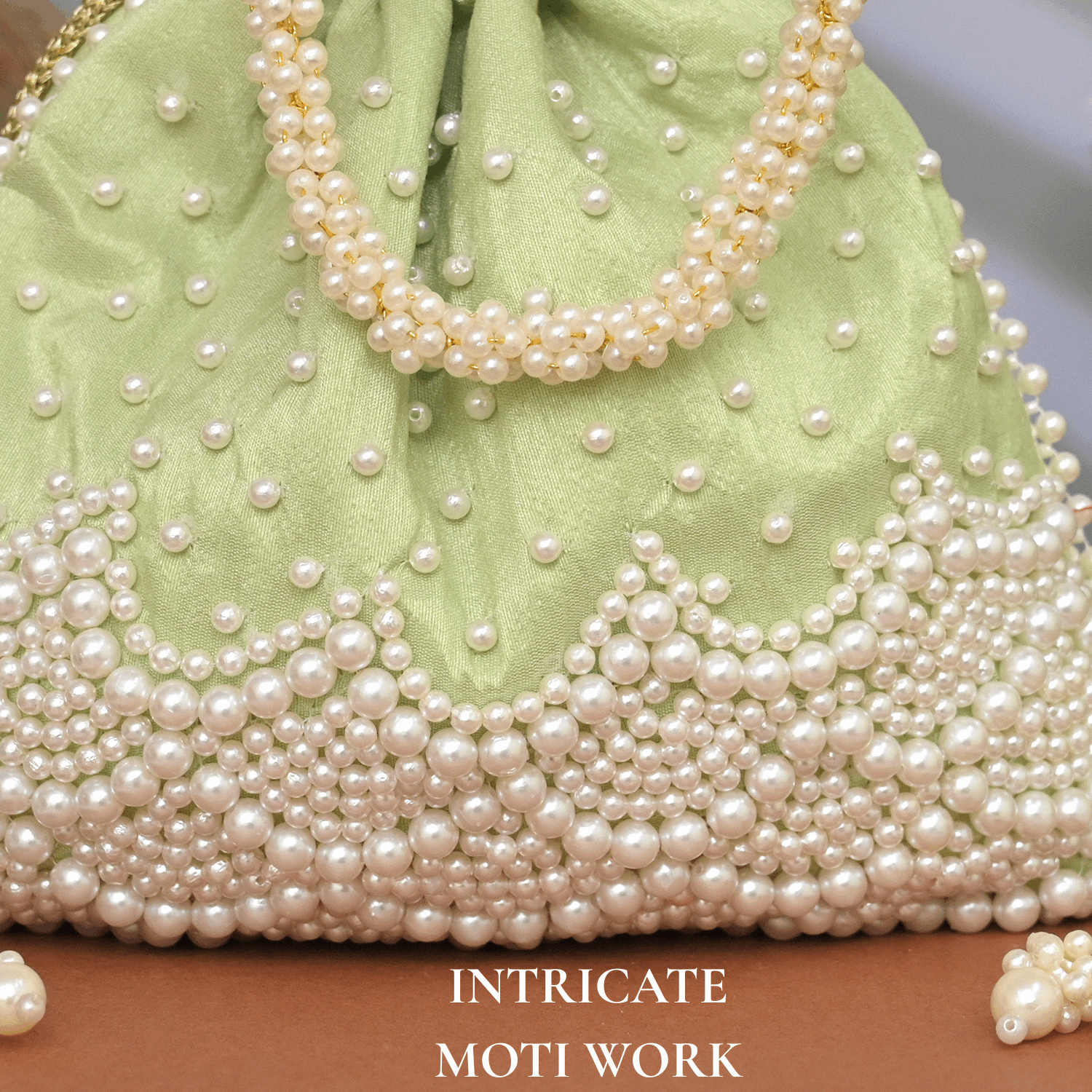 Potli Bag for Women Embroidered Potli Bag Light Green