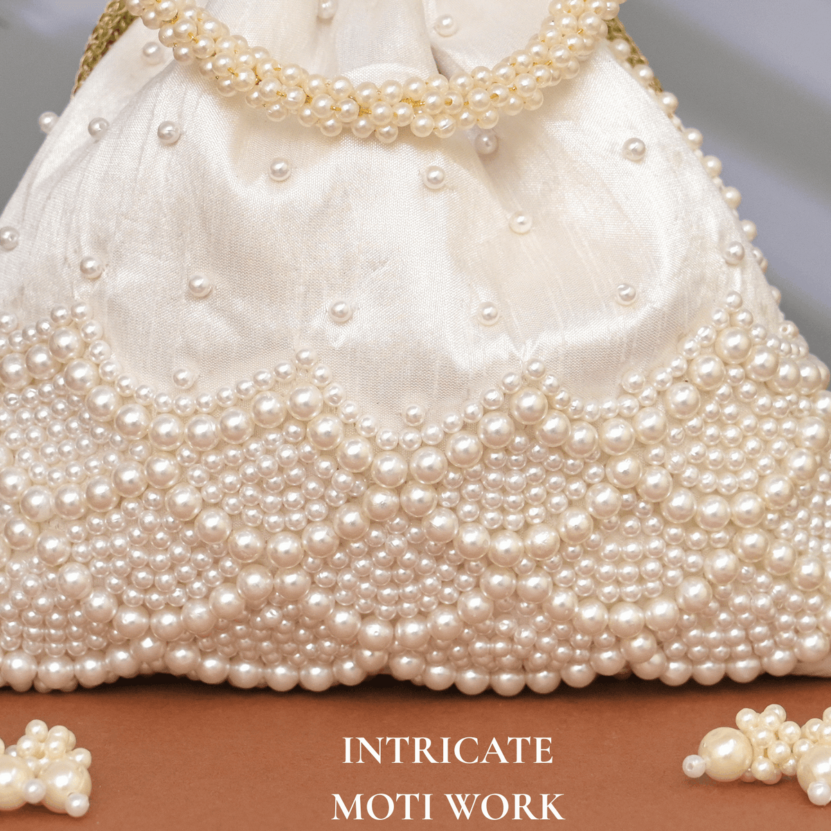 Potli Bag for Women Bridal Potli Handbag White
