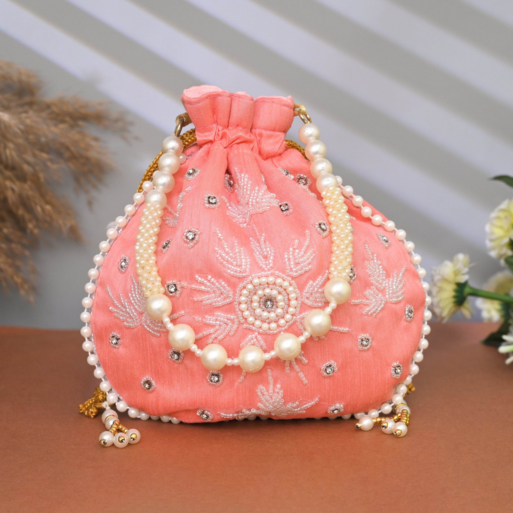 Potli Bag for Women Bridal Potli Handbag Pink
