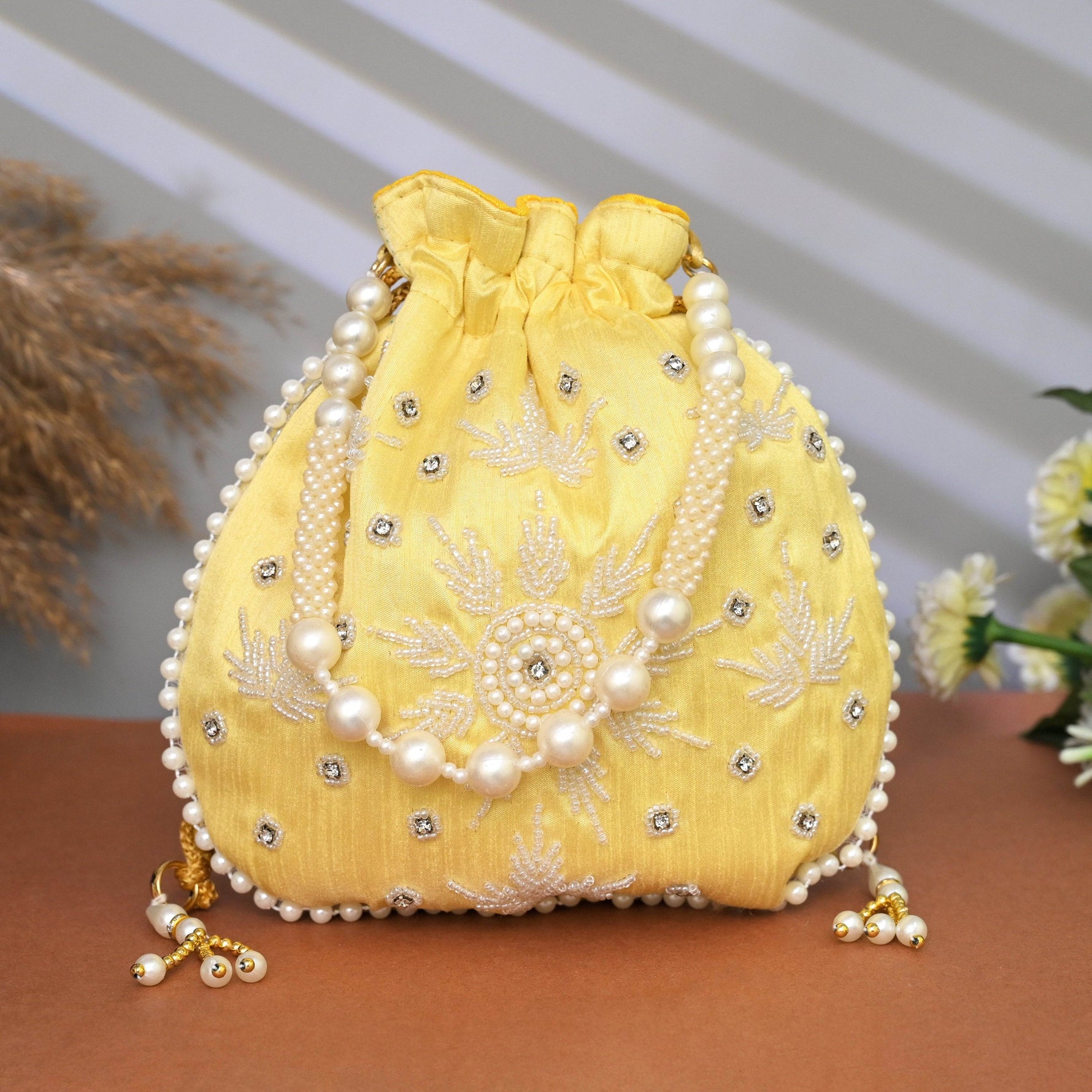 Potli Bag for Women Ethnic Potli Purse Yellow