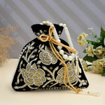 Potli Bag for Women Wedding Clutch Black