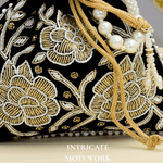 Potli Bag for Women Wedding Clutch Black