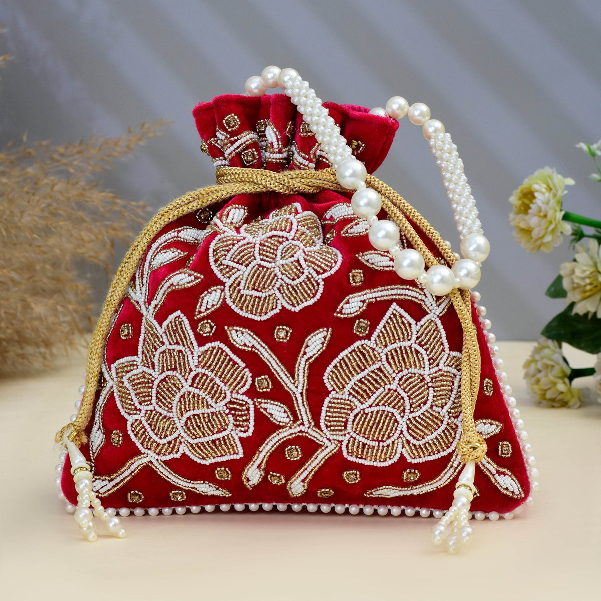 Potli Bag for Women Traditional Potli Bag Dark Pink