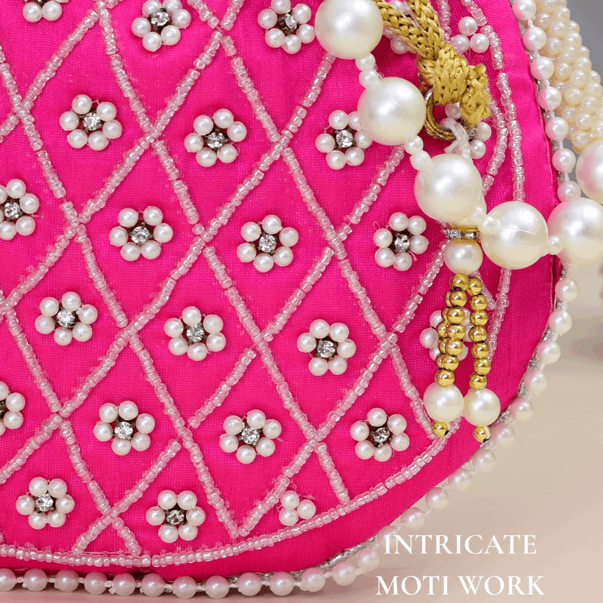 Potli Bag for Women Embroidered Potli Bag Rose Pink