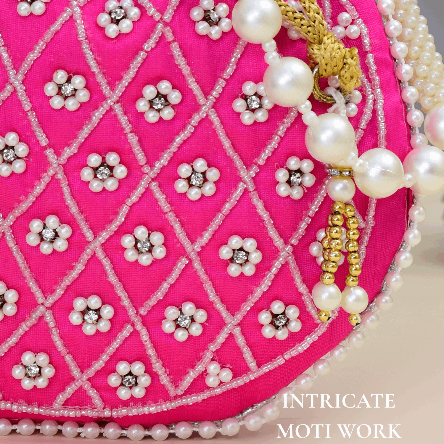 Potli Bag for Women Embroidered Potli Bag Rose Pink