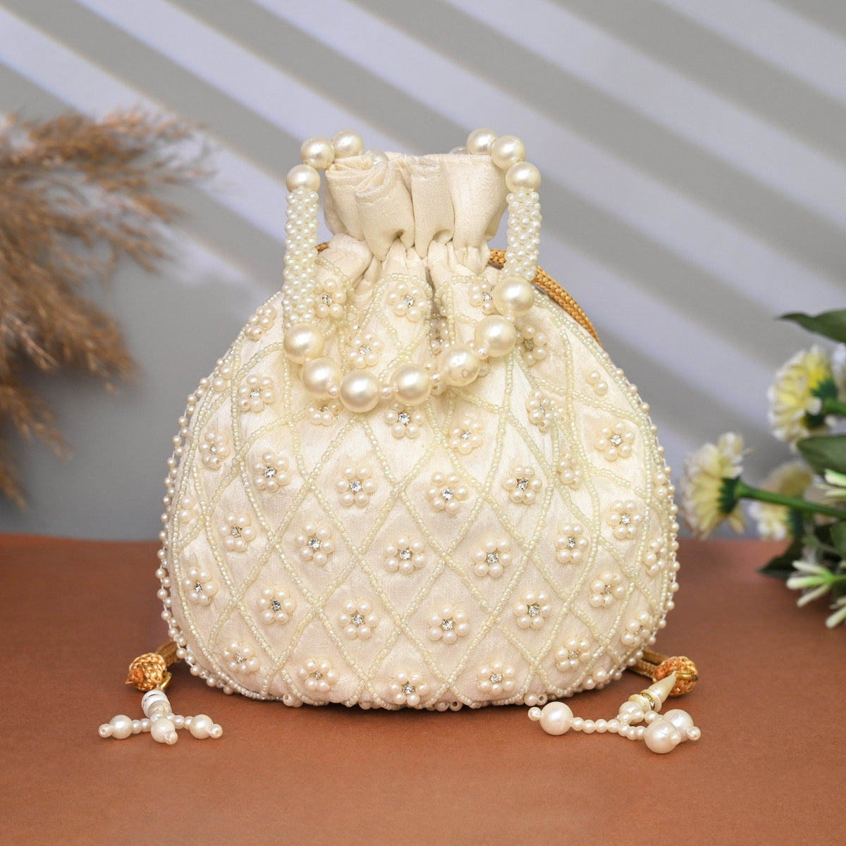 Potli Bag for Women Wedding Potli Clutch Off White