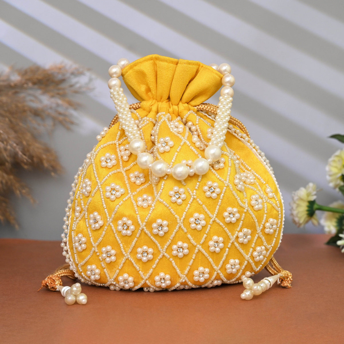 Potli Bag for Women Designer Potli Clutch Yellow