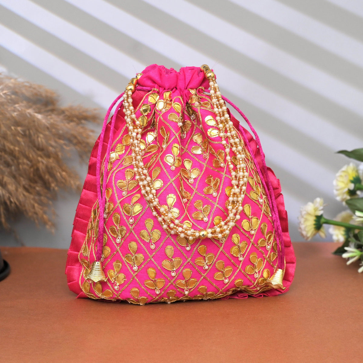 Potli Bag for Women Ethnic Wedding Potli Rani Pink